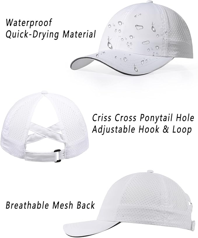 ZTL Women's High Ponytail Baseball Cap Performance Running Hat Quick Dry Mesh Sports Cap Unstructured Dad Trucker Hats