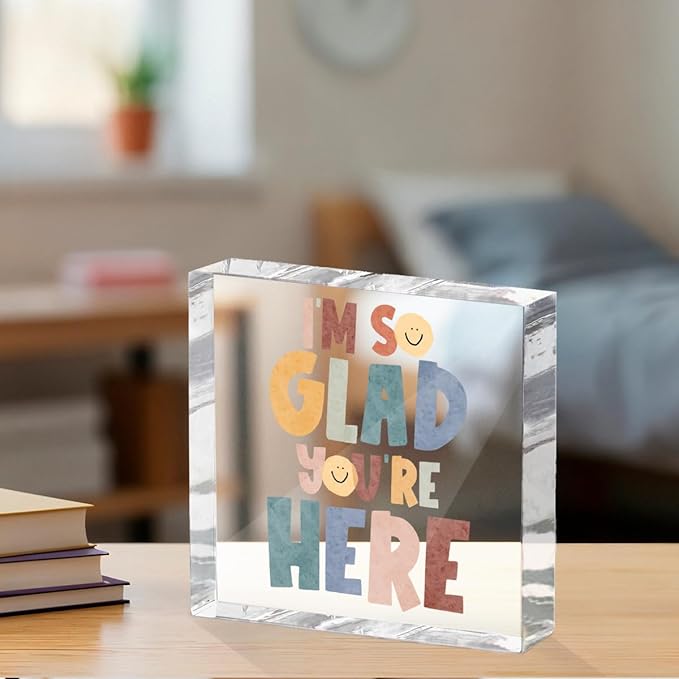 Positive Affirmation Desk Decor Acrylic Sign 4X4 Inch, Motivational Smile Face - Image 3