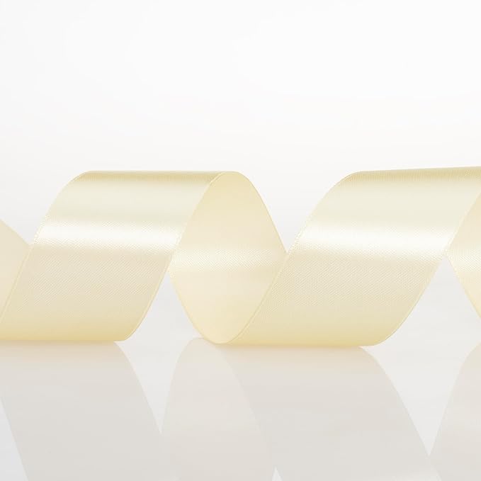 1 1/2 Inch Cream Yellow Solid Satin Ribbon, 50 Yards Craft Fabric Ribbon - Image 3