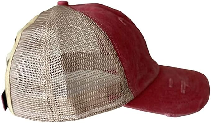Criss Cross Hat Washed Distressed Baseball Cap Ponytail Hat High Messy Bun Ponycap for Women