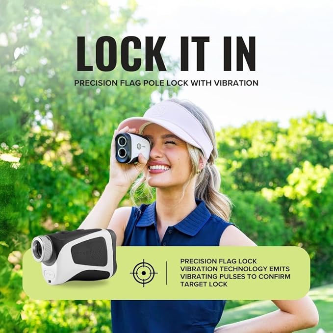 Pro Tour Golf Rangefinder with Slope - Range Finder Golf with Ultra-Strength Magnet - Laser Rangefinder with Slope Technology & Flag Pole Lock Vibration - Golf Range Finder