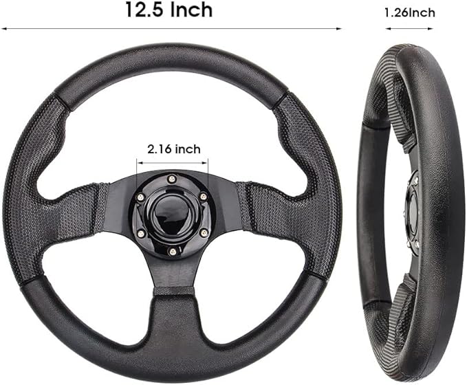 Golf Cart Steering Wheel Universal Design for Most Golf Cart Club Car DS and Precedent 12.5 inch Black EZGO Yamaha Steering Wheel