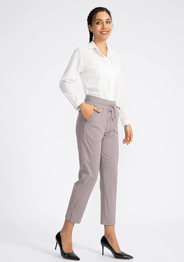 Soothfeel Women's Pants with 4 Pockets 7/8 Stretch High Waisted Sweatpants Travel Athletic Work Golf Pants for Women