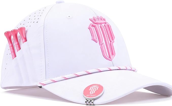 NJF Golf Hat Men - Breathable Mens Golf Hats, Adjustable Rope Hook and Loop Style Cap, Convenient Cap with Tee Holder