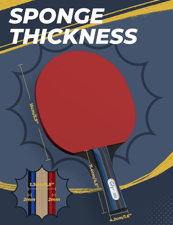 Glymnis Ping Pong Paddles Set Table Tennis Rackets - Image 4