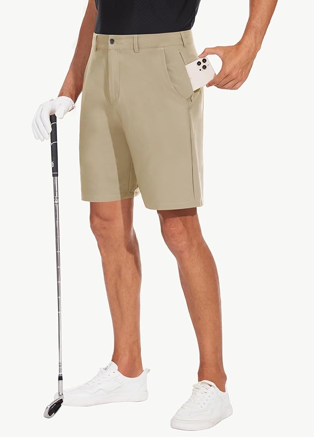 JWM Mens 7"/9" Stretch Golf Shorts - Lightweight Hybrid Casual Dress Work Flat Front Shorts with 5 Pockets Quick Dry UPF50