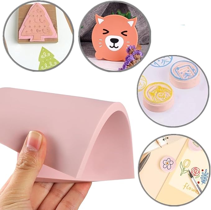 2PCS 4"x6" Pink Rubber Carving Blocks, Soft Rubber - Image 6