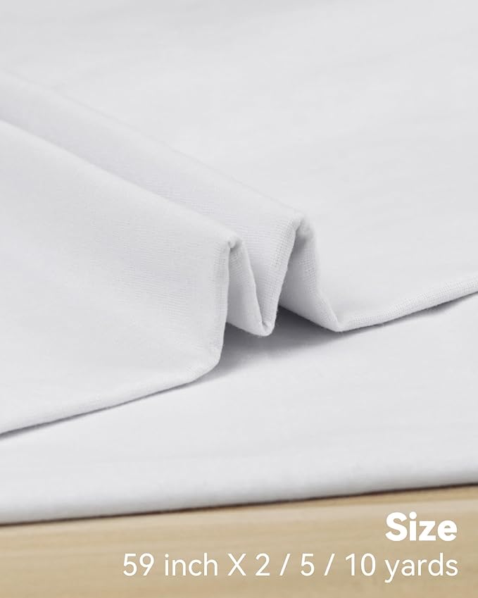 HOTGODEN Medium Weight 100% Cotton Muslin Fabric: 59 inch x 5 Yards Bleached - Image 3