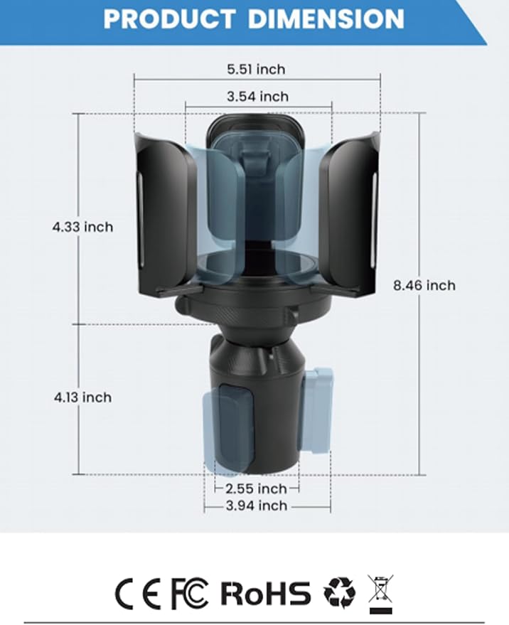Universal Golf Cart Cup Holder Expander, Adjustable Base & Holder for 1lb Tank, Various Sized Water Bottles & Tumblers, Compatible with EZGO, Club Car, Yamaha, Golf Cart Accessories