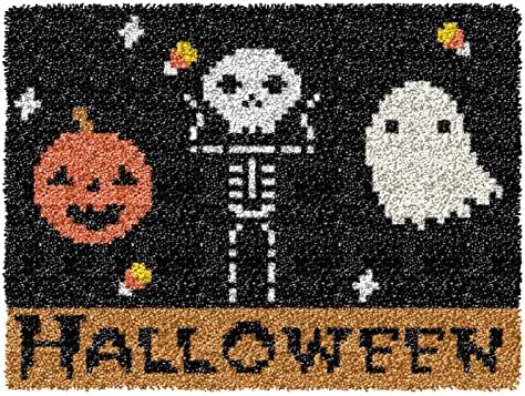 Ylkgogo Latch Hook Kits for Adults/Beginners Crocheting Rug Pre-Printed Canvas Halloween Pattern Embroidery Tapestry Needlework Home Decor 20.5" X 15"