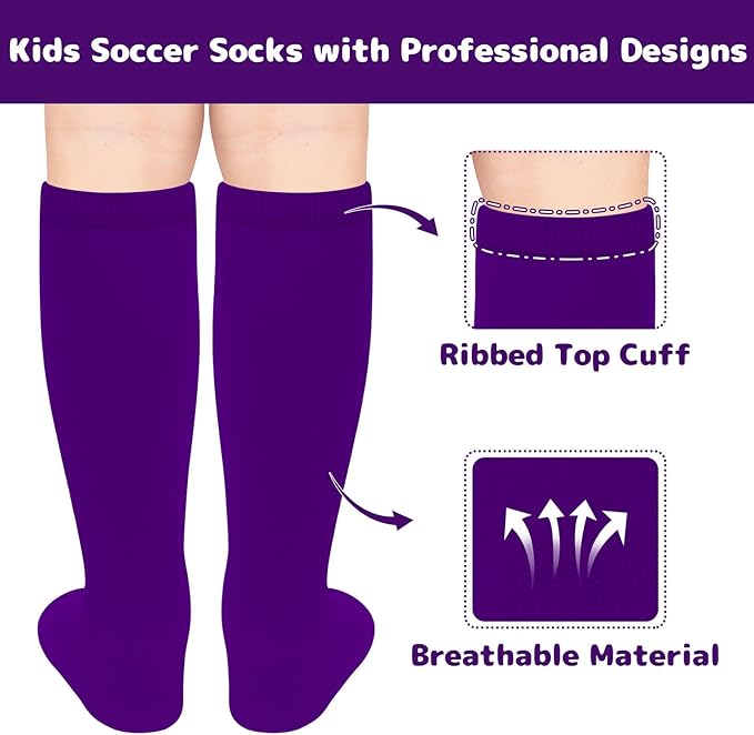 Olreco 1 Pack Toddler Kids Youth Soccer Socks Girls Boys Baseball Socks Youth Knee High Softball Football Accessories Cotton