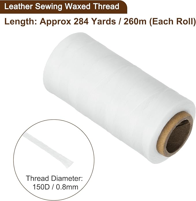 Uxcell 150D 0.8mm Flat Waxed Polyester Leather Sewing Thread, 284 Yards - Image 3