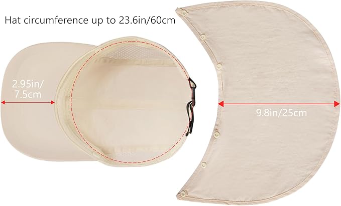 BASSDASH UPF 50+ Foldable Fishing Hat Baseball Cap with Removable Neck Flap Portable for Men Women Golf Hiking