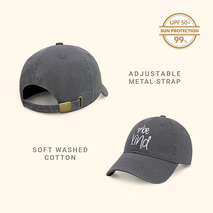 CHOK.LIDS Be Kind Trendy Womens Baseball Cap Unisex Fashion Cotton Polo Style Fun Inspirational Saying Seasonal Headwear
