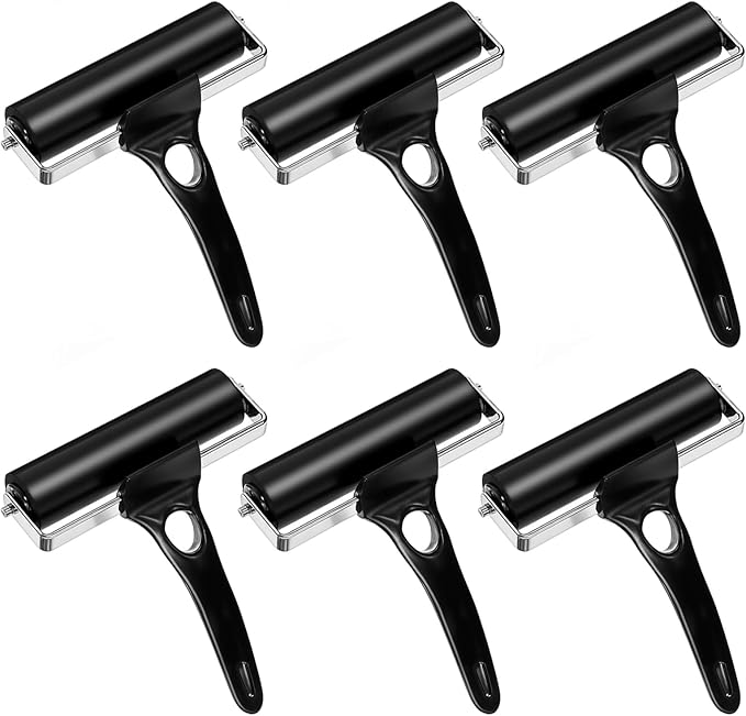 6 Pcs Rubber Roller, 4.7 Inches Black Rubber Brayer Roller by Unknown