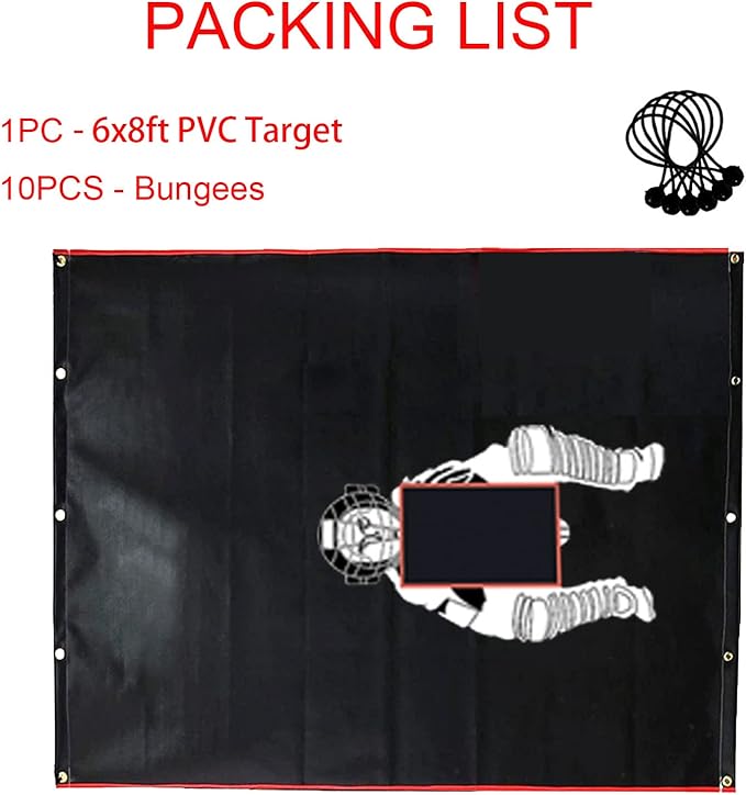 Batting Cage Backstop with Strike Zone Heavy Duty PVC Coated Oxford Fabric Vinyl Baseball Backstops with Catcher Softball Pitcher Training Equipment Aid