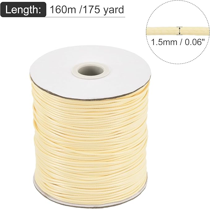 MECCANIXITY Waxed Cord 1.5mm Waxed Polyester Cord 175 Yard Wax String - Image 2