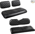 NOKINS 4PCS Golf Cart Diamond Seat Covers Kit,Front and Rear Seat Covers for Club Car Precedent/EZGO TXT/Yamaha Original Regular Seat Cushion (Black&Black Stitching, Fit Club Car DS Pre-2000)