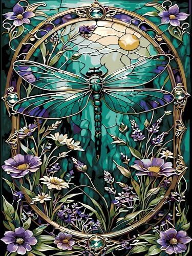 GOUOYANA Paint By Numbers Kit for Adults-Dragonfly and Flower Funny Canvas