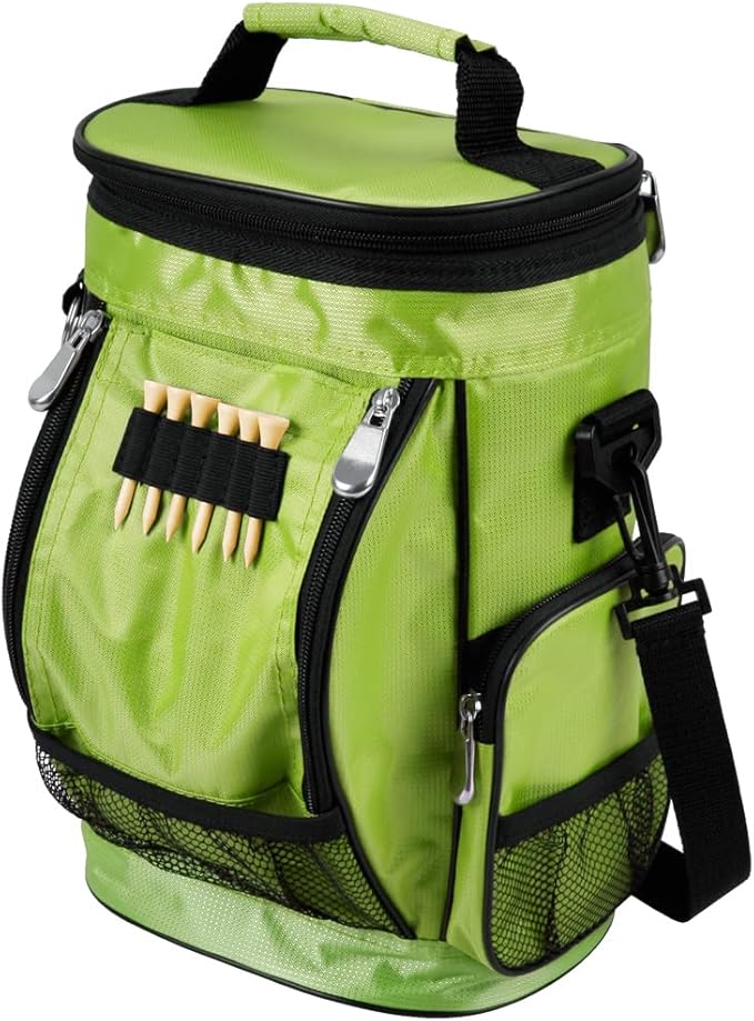 Intech Golf Bag Cooler and Accessory Caddy, Portable Soft Sided 10-Can Insulated Cooler Bag, Fits on a Golf Cart, Push Cart or Carry