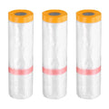 HARFINGTON 3 Rolls Pre-Taped Masking Film 78.7" x65.6ft Double Adhesive Tape by HARFINGTON