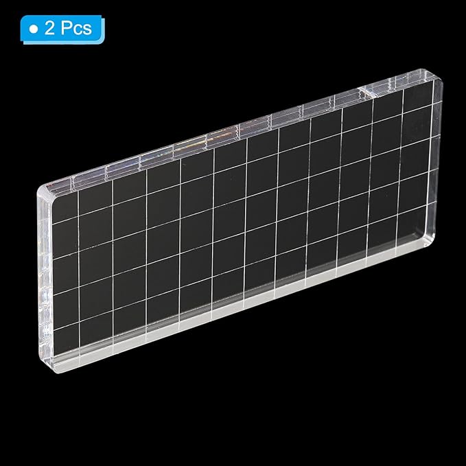 PATIKIL 5" x 2" Acrylic Stamp Block, 2 Pack Clear Stamping Block - Image 3