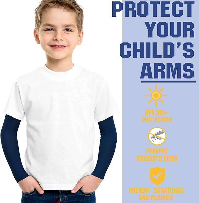 Mepase 14 Pairs Arm Sleeves for Kids UV Sun Protection Cooling Arm Compression Cover Boys Baseball Football Basketball Sport