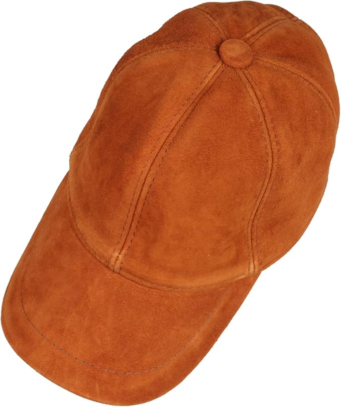 Suede Leather Baseball Cap – Unstructured 6 Panel Adjustable Strapback Hat for Men & Women
