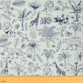 Castle Fairy Giraffe Lion Fabric by The Yard Africa Tiger Leopard Wildlife Soft Polyester No Stretch Tropical Palm Tree Decorative Fabric for Sewing Lovers,10 Yard,360" Lx59 W Grey-Blue