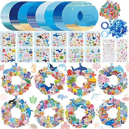 Hollowfly 48 Sets Under the Sea Craft Kits DIY Summer Ocean Wreaths