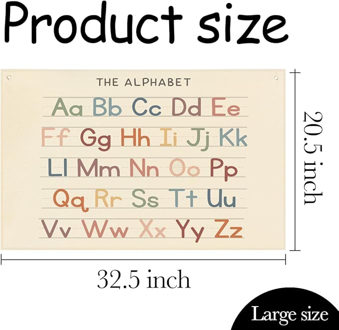 Alphabet Banner Playroom Decor Banner Canvas 21 in x 33 in Hanging Flag Perfect - Image 4