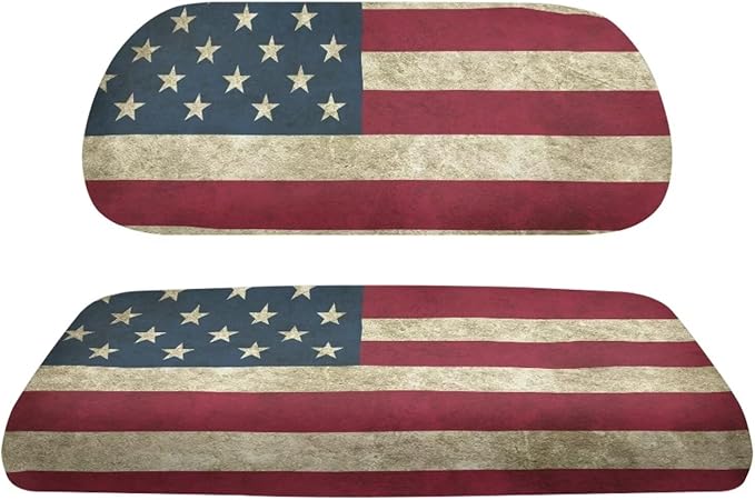 Yewatlles Retro American Flag Golf Cart Seat Covers Kit, Fit for Club Car Precedent Ordinary Front Seat Cushion, Golf Cart Polyester Seat Cover, No Nails Required