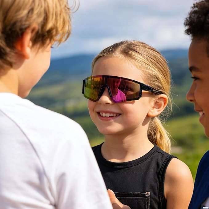 SEKKAF Youth Baseball Sunglasses for Boys Girls Age 6-12 Softball Cycling Sports Sunglasses for Kids Lightweight Frame