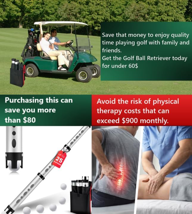 Premium Golf Ball Retriever Telescopic Golf tees Golf Accessories Golf Gifts Golf Ball Cleaner Golf Ball Stamp Ball Bag Golf Ball Holder disc Golf Retriever Practice Golf Balls