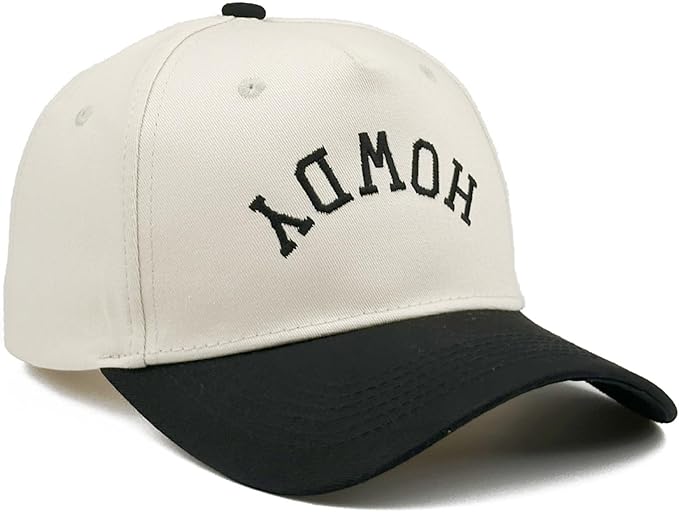 Two-Tone Cotton Baseball Cap with Embroidered Western Sayings - Adjustable Cowboy Style Hat for Men and Women
