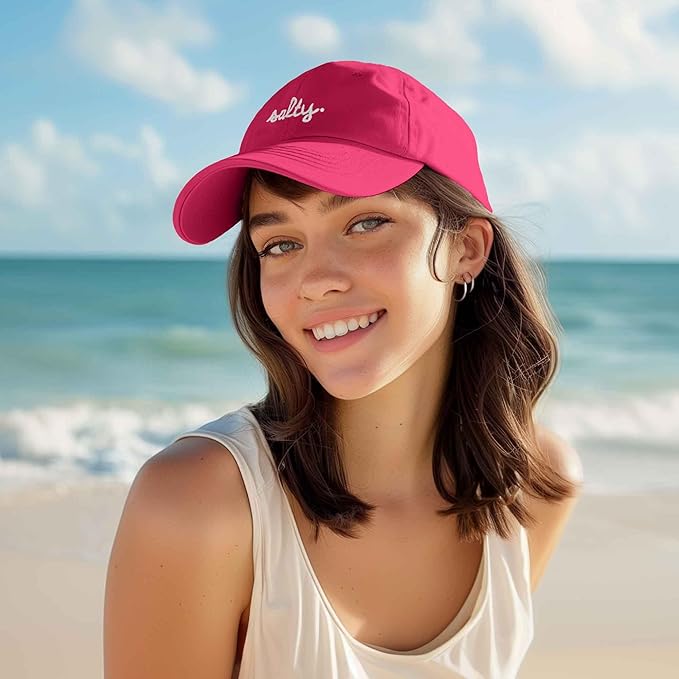 DALIX Salty Embroidered Cotton Beach Baseball Cap Adjustable Dad Hat Womens