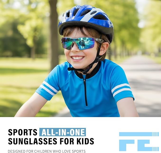 FEISEDY Kids Teens Baseball Polarized Sunglasses Sports TR90 Frame Boys Girls Cycling B2454