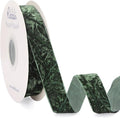 Ribbli Forest Green Velvet Ribbon 1 Inches Luxury Crinkled Green Christmas by Ribbli