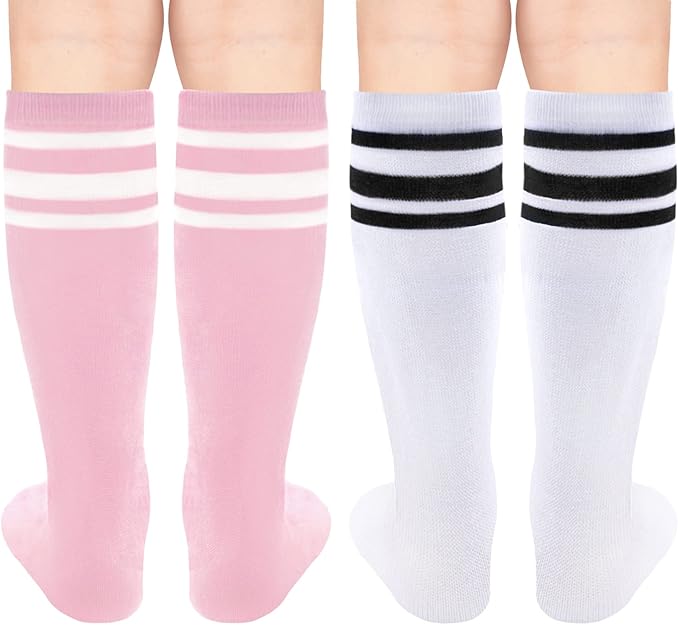 Sarfel Kids Soccer Socks Toddler Soccer Socks Girls Boys Soccer Socks Kids Tube Socks with Stripes Toddler Knee High Socks