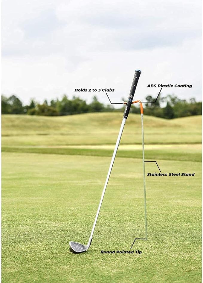 V-Shaped Golf Club Stand Keeps Your Clubs Clean, Dry & Visible, V-Stick Club Stand Made of Highly Durable Stainless Steel - Easy to Carry Golf Club Holder