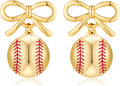 Rhinestone Bow Football Stud Earrings, Sparkly Sports Themed Dangle Earrings for Women, Cute Game Day Jewelry Gift