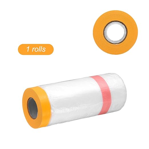 HARFINGTON Pre-Taped Masking Film 43.3" x65.6ft Double Adhesive Tape and Drape - Image 3