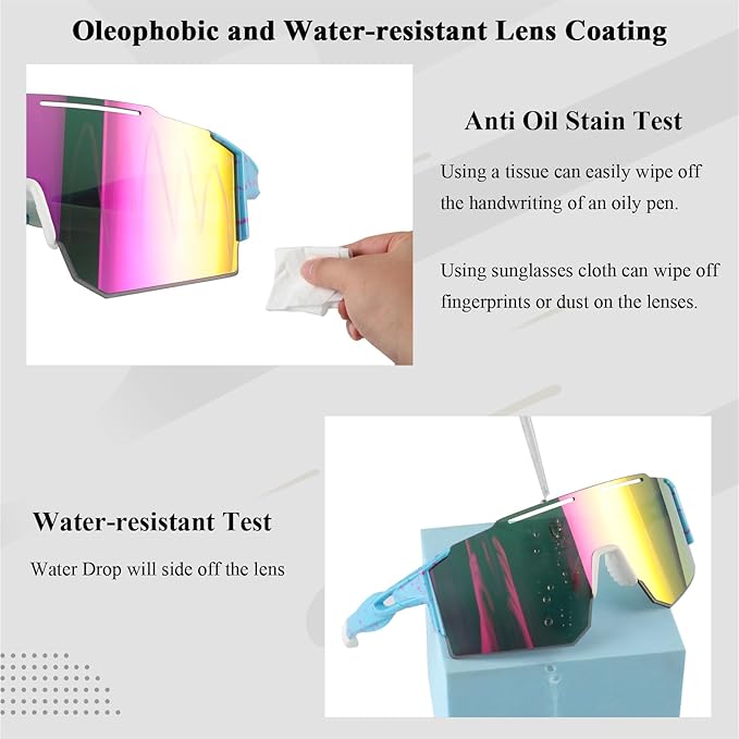 Ukoly Cycling Sunglasses for Men Women with 3 Interchangeable Lenses, Polarized Sports Sunglasses, Baseball Sunglasses