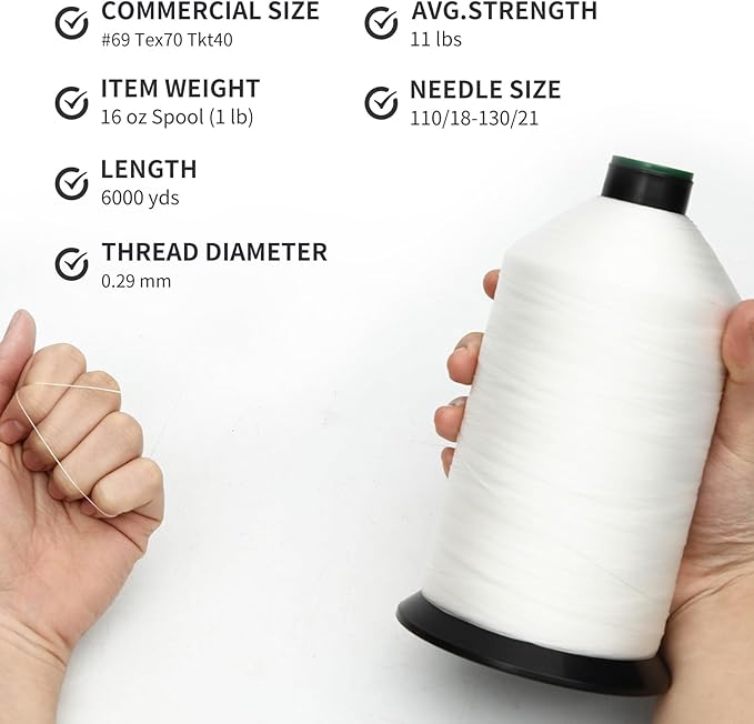 Extra Strong Bonded Nylon Thread #69 Tex70 – 16 OZ, Versatile Stitching Solution - Image 3