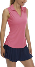 LastFor1 Women's Sleeveless Polo Golf Shirts Quick Dry 50+ UV Protection V-Neck with Collar Lightweight Tennis Tank Tops