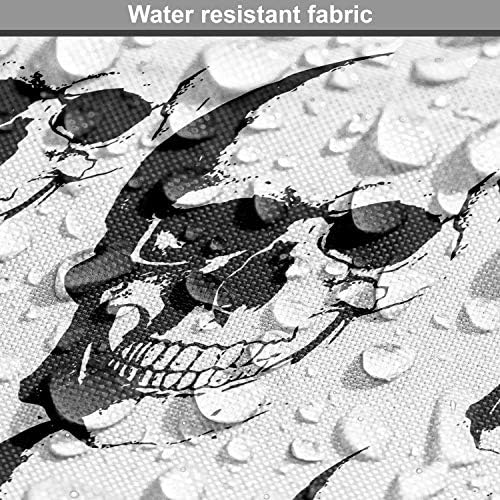 Lunarable Skull Fabric by The Yard, Skulls Pattern Monochrome Detailed Sketch Human Skeleton Head Fear Halloween Theme, Decorative Fabric for Upholstery and Home Accents, 1 Yard, White Black