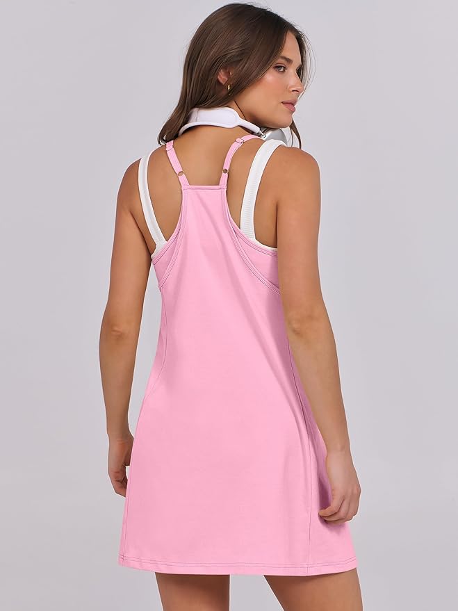 ANRABESS Women Summer Dress 2026 Beach Vacation Outfits Tennis Athletic Workout Romper Dress Built in Shorts Travel Clothes