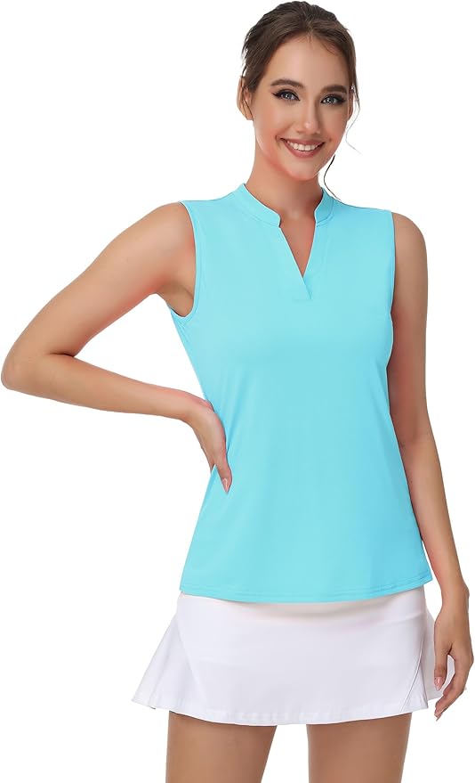 Womens Sleeveless V Neck Golf Polo Shirts