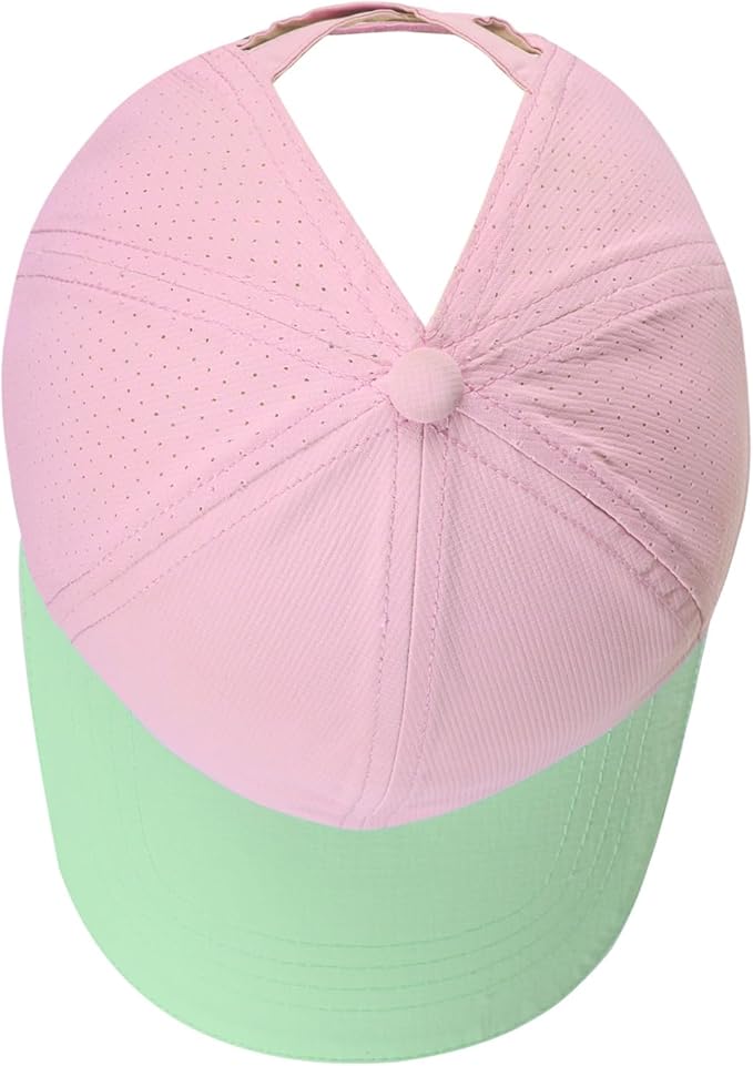 Little Girls Criss Cross Ponytail Hat Toddler Reflective Baseball Cap Kids Quick Dry Summer Sports Hats Age 3-8