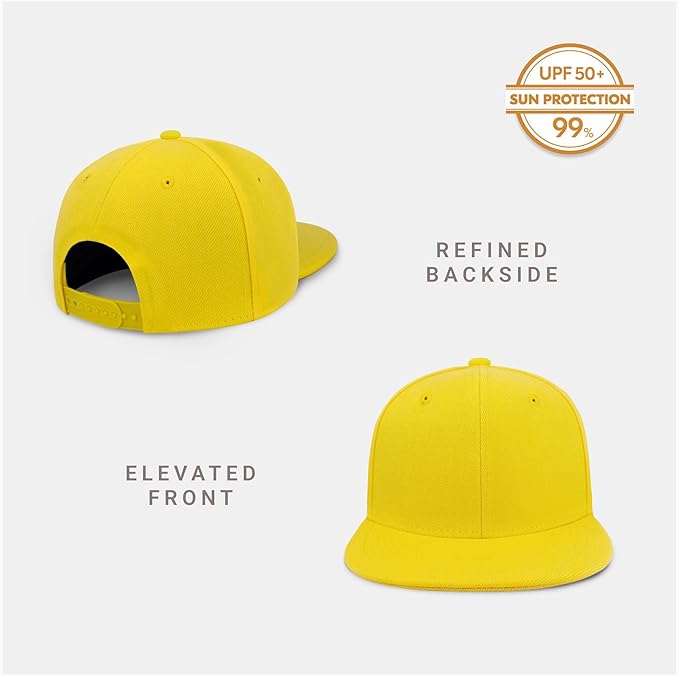 CHOK.LIDS Flat Bill Visor Classic Snapback Hat Blank Adjustable Brim High Top End Trendy Color Style Plain Tone Baseball Cap